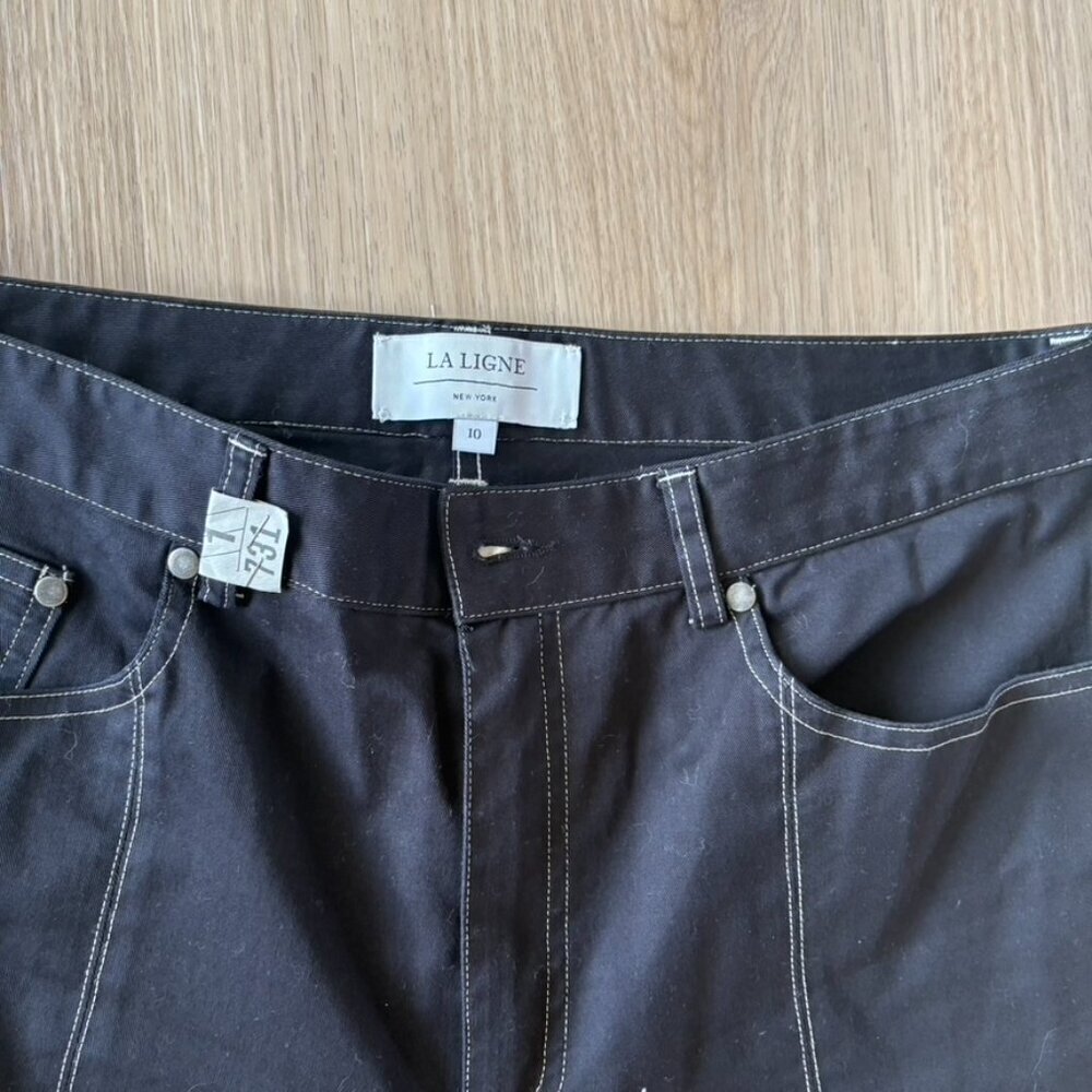La Ligne Caro Pant Black wide leg cotton Size 10 - Picture 8 of 9